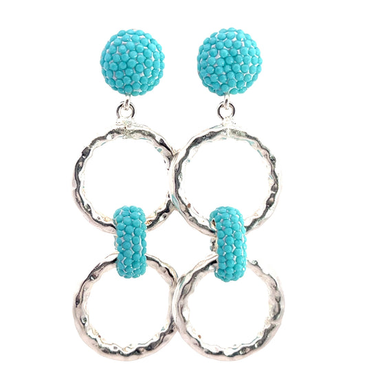 Turquoise Crystal Chainlink Dangle Earring - Born To Glam