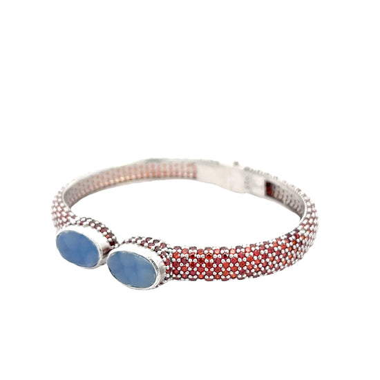 Red Crystal & Blue Gemstone Bracelet - Born To Glam