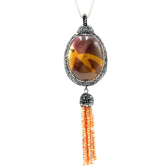 Amber Gemstone Pendant Sterling Silver Necklace - Born To Glam