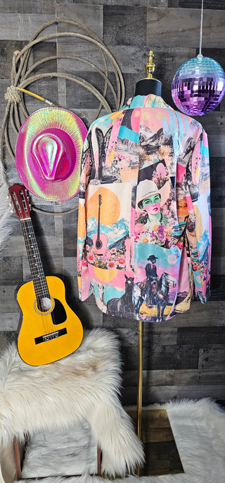 Retro Pop Western Collage Blazer view 10