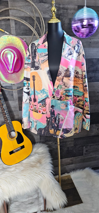 Retro Pop Western Collage Blazer view 9