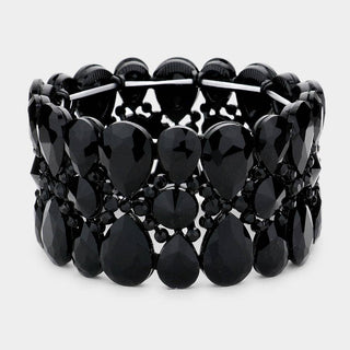 Multi Stone Cluster Evening Stretch Bracelet - Born To Glam