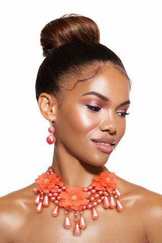 Pink Pearl Teardrop Flower Set - Born To Glam