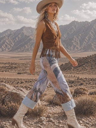 Camel Studded Fringe Sleeveless Top - Faire photo 6