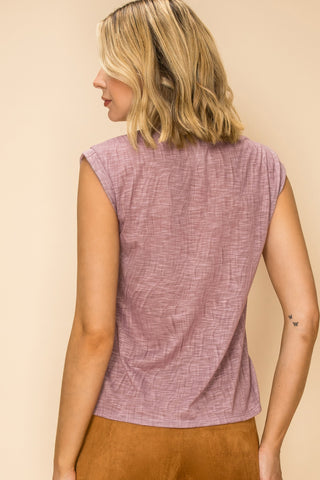 Mauve Rhinestone Fringe Cap Sleeve Tank Top