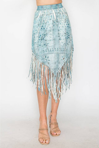 Boho Chic Fringe Skirt Denim Design - Born To Glam
