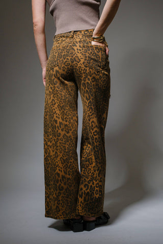 Leopard Print Cut-Out Rhinestone Jeans - Born To Glam