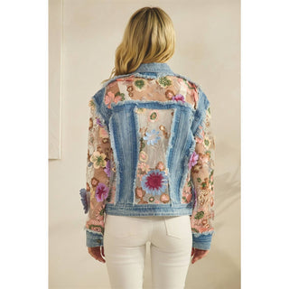 Denim Jacket with Floral Organza