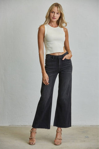 Hunter Stretch Super High Rise Wide Leg Mica Jeans - Born To Glam