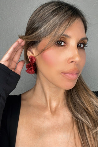 Red Small Ruffle Hoops - Born To Glam