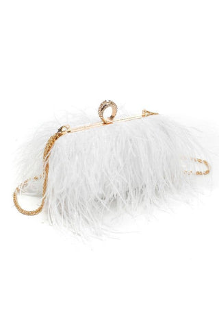 Harlow Feather Evening Bag White - Born To Glam