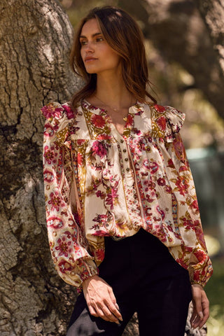Floral Printed Peasant Blouse - Born To Glam