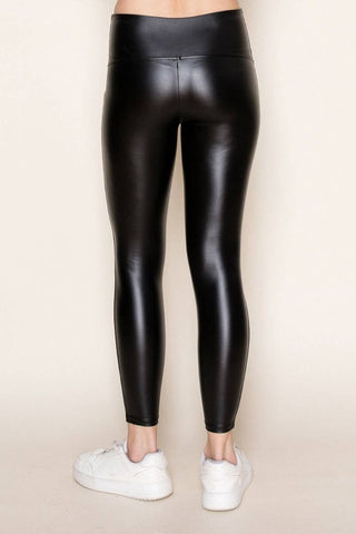 High Waisted Faux Leather Leggings - Born To Glam