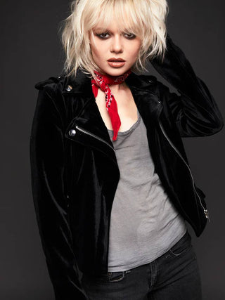 Black Velvet Biker Jacket Moto Jacket Velvet Rock'n'roll