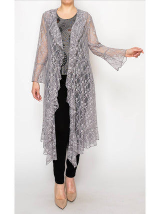 Silver Lace Ruffle Sparkle Duster - Born To Glam