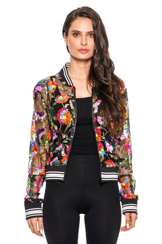 Floral Embroidered Bomber Jacket - Born To Glam