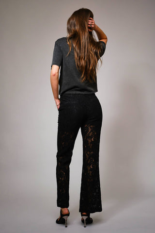 Lace Sheer Mid Rise Trouser Pants - Born To Glam