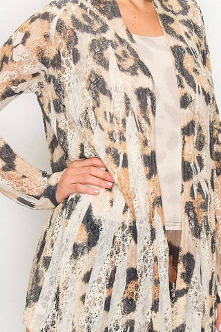 Long Sleeve Leopard Lace Cardigan - Born To Glam