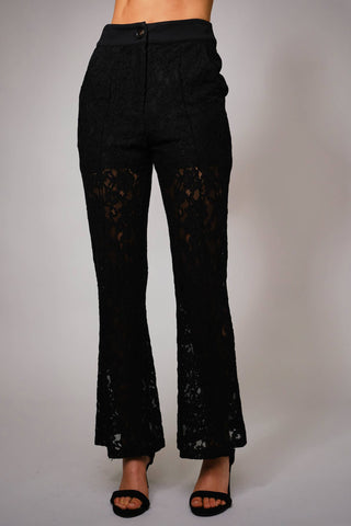 Lace Sheer Mid Rise Trouser Pants - Born To Glam