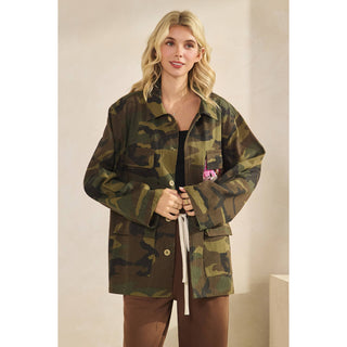 Camo Jacket with Mesh Sequins Contrast