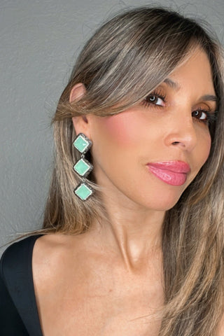 Mint Quartz and Crystal Sterling Silver Earring - Born To Glam