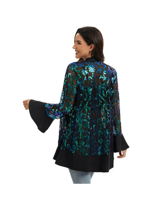 Mermaid Sequin Mesh Sheer Sleeve Jacket alternate