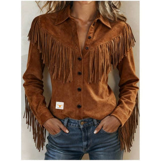 Fringe Suede Jacket DARK BROWN