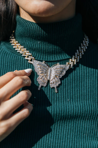 Ciana Cuban Link Butterfly Necklace - Born To Glam