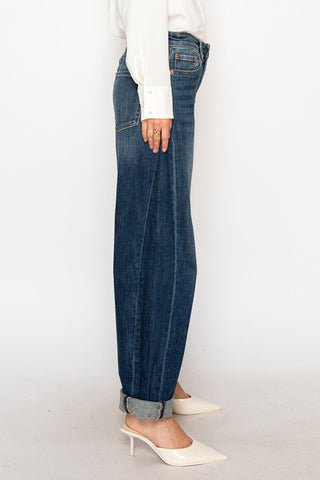 Cleo Dark Wash High Rise Barrel Jeans - view 2