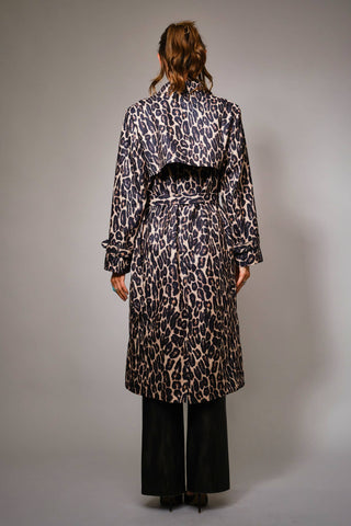 Leopard Print Belted Double Breasted Trench - Born To Glam