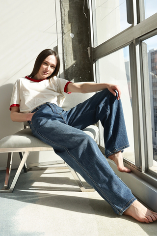 Medium Wash High Rise Palazzo Jeans - view 8