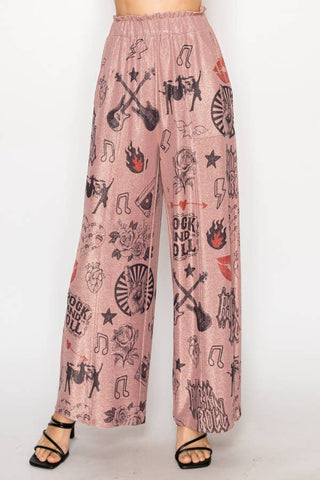 Pink Rock and Roll Lurex Palazzo Pants - Born To Glam