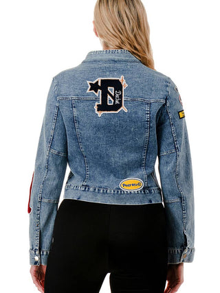 Blue Racing Patch Long Sleeve Moto Denim Jacket – supplier photo 2