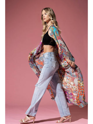 Valentina Angel Sleeve One Sized Kimono Duster product view 3 on a white background