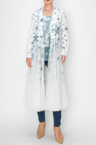 Blue Star Tulle Cardigan Blazer - Born To Glam