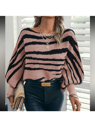 Pink Zebra Balloon Sleeve Sweater front