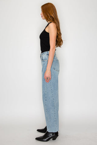 Harlow Light Wash High Rise Barrel Jeans - view 6