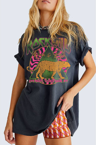 Mineral Black Rock Wild Overszied Graphic Tee - Born To Glam