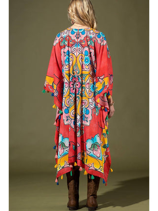 Picola Santa Cruz Tassel One Sized Kimono product view 2 on a white background