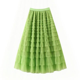 Mesh Lace Tiered Midi Skirt Size