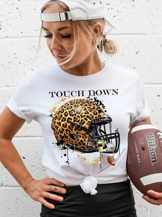 Leopard Touchdown Helmet Graphic Tee