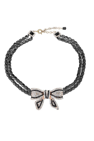 Bow Beaded Statement Necklace - Born To Glam