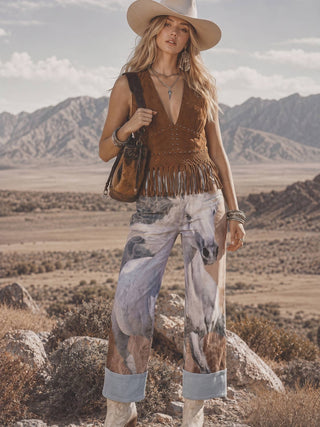 Camel Studded Fringe Sleeveless Top - Faire photo 5