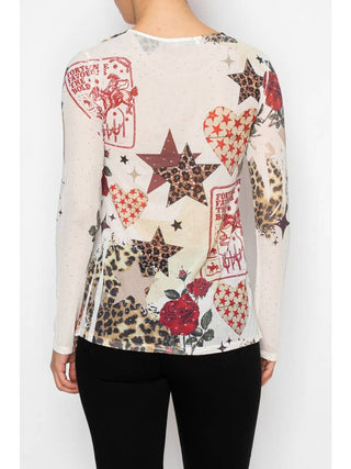 Star Rose Sparkly Mesh Top - Born To Glam