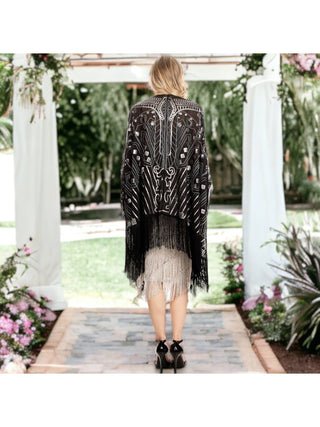 Black Sequin Fringe One Sized Shrug alternate