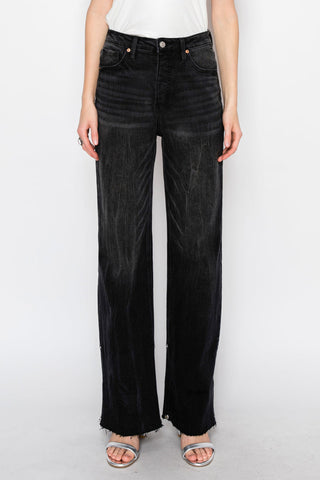 Elodie Black Tummy Control High Rise Wide Leg Jeans
