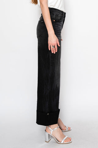 Elodie Black Tummy Control High Rise Wide Leg Jeans - view 2