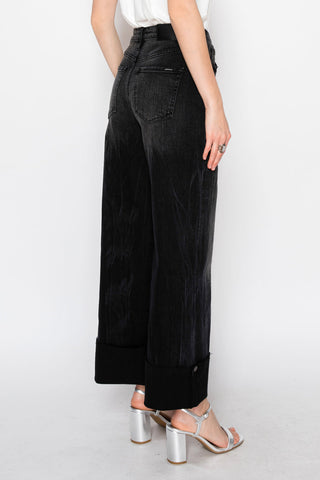 Elodie Black Tummy Control High Rise Wide Leg Jeans - view 3