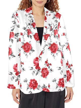 Mexican Red Rose Floral Blazer