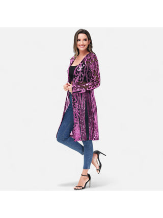Purple Sequin Sheer Duster Jacket alternate